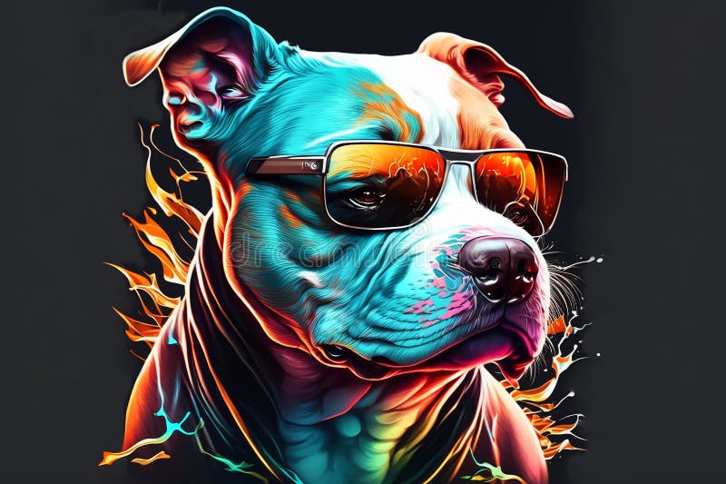 Colorful Logo Design, Pitbull Dog, Emblem, Cartoon Style Stock ...