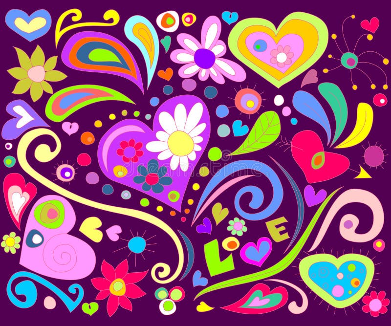 Colorful love doodle stock vector. Illustration of power - 13972179