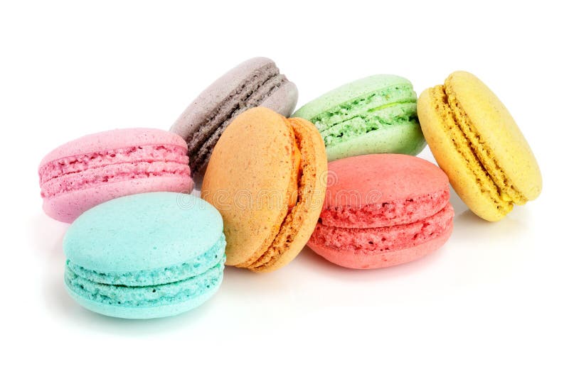 Colorful Macarons Isolated On White Background Closeup Stock Photo ...