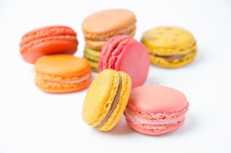 Colorful Of Macaroons On White Background Stock Photo - Image of brown ...