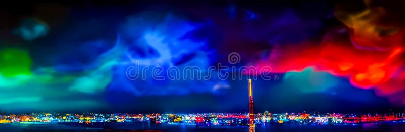 Peisaj muzical futurist, plin de culoare magică explozie royalty free illustration