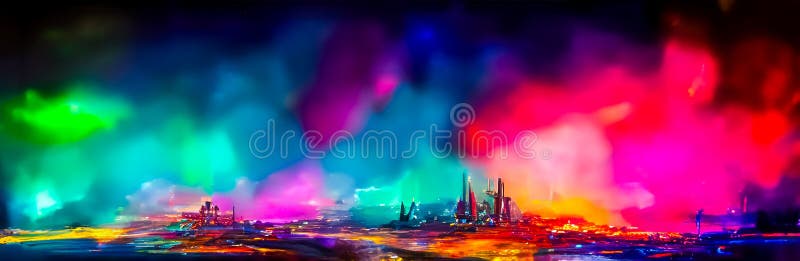 Peisaj muzical futurist, plin de culoare magică explozie royalty free illustration