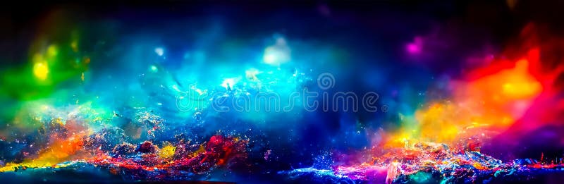 Peisaj muzical futurist, plin de culoare magică explozie vector illustration