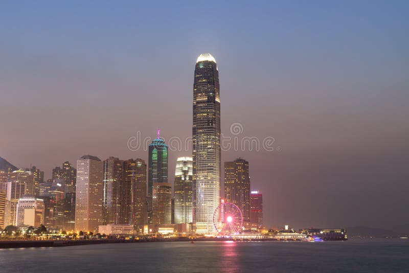 Colorful Magnificent Night City View Of Central Hong Kong Photo From