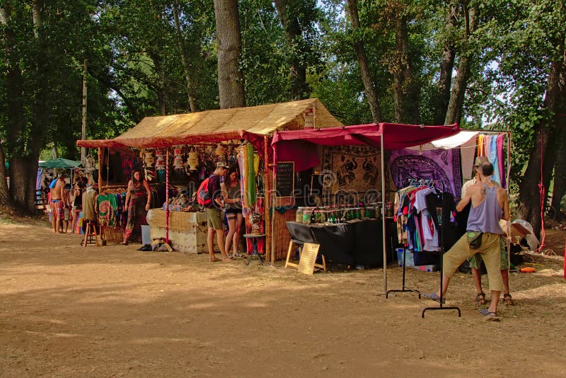 Colorfull Clothing Shops in an Open Air Market in Nature on a Music Festival  Editorial Image - Image of festival, nature: 126717050