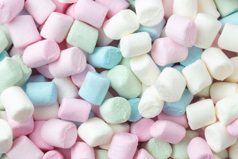 Colorful marshmallows background close up. stock photo