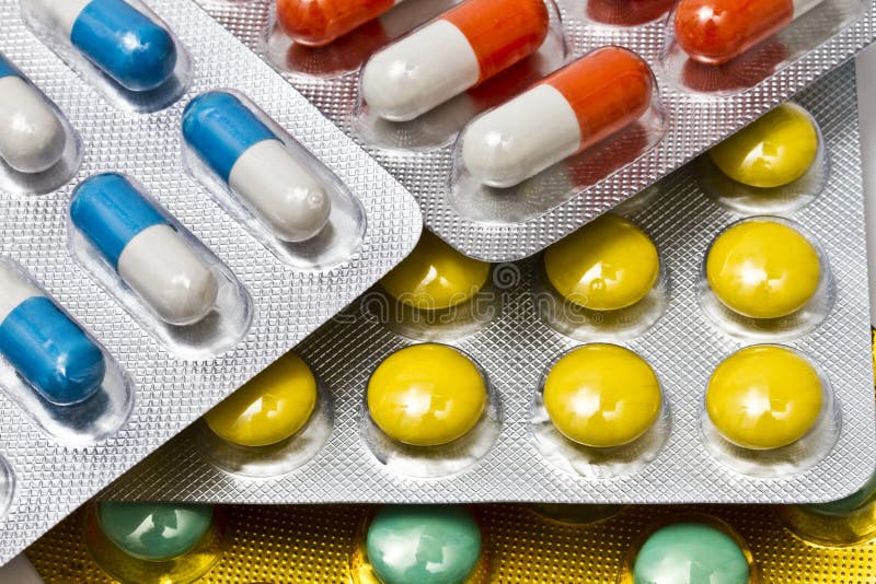Colorful medicines stock image
