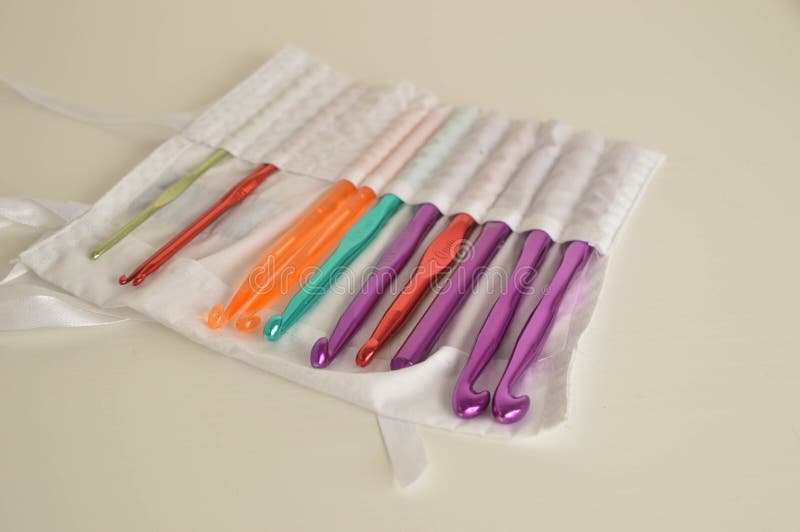 Colorful Metal Crochet Hooks Close Up Stock Image Image of crocheting