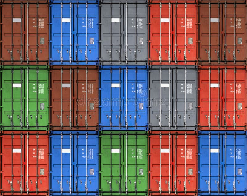 Colorful metal freight shipping containers seamless photo background texture