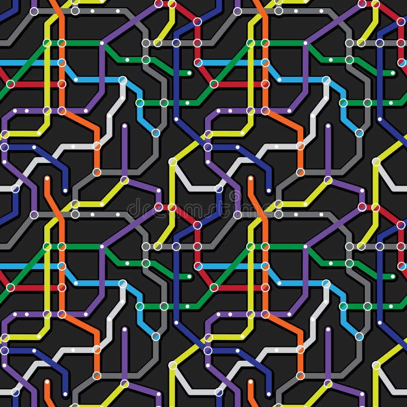 Colorful metro scheme background. Abstract seamless vector patte vector illustration