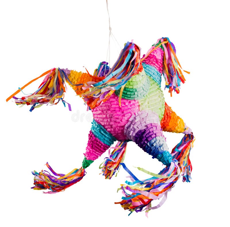 Colorful mexican pinata used in birthdays and posadas isolated on white. Colorful mexican pinata used in birthdays and posadas isolated on white