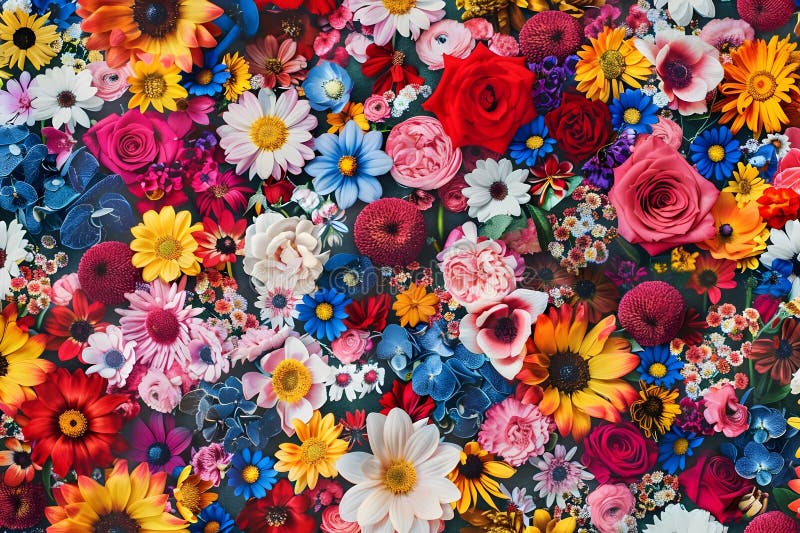 Colorful seamless pattern array of flowers vector illustration