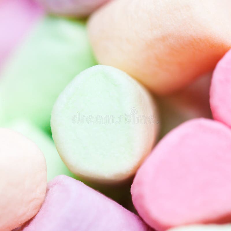 Colorful mini marshmallows background macro. Fluffy marshmallows stock image