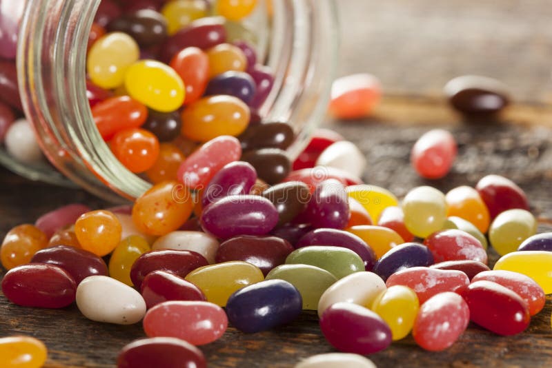 Colorful Mixed Fruity Jelly Beans royalty free stock photo