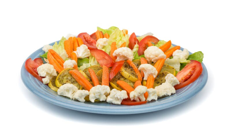 Colorful mixed vegetables with sauteed squash stock image