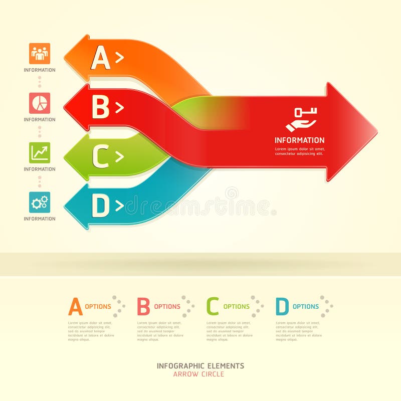Colorful modern arrow circle options banner. royalty free illustration
