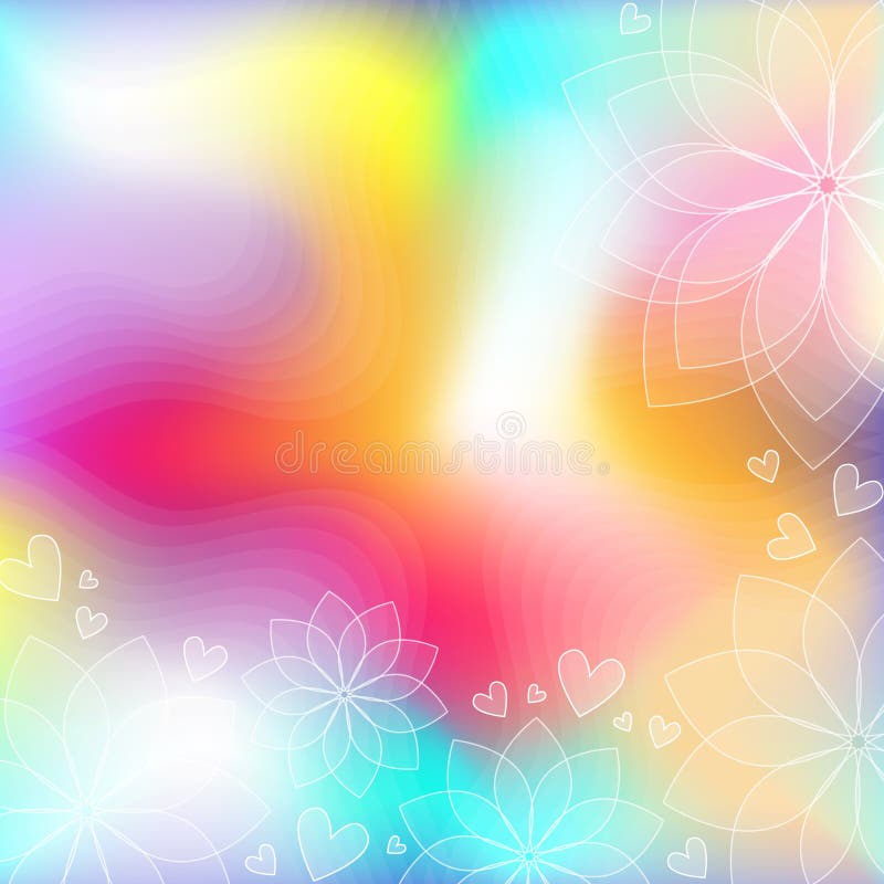 Colorful modern background with hearts and flowers stock illustration