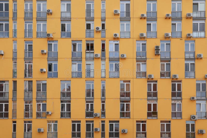 Colorful modern building with windows.  architecture