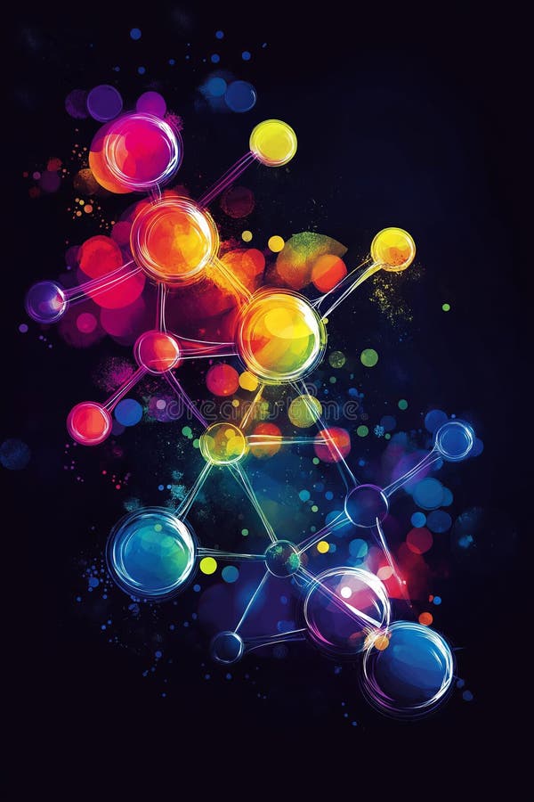 Colorful molecular structure forming abstract background vector illustration