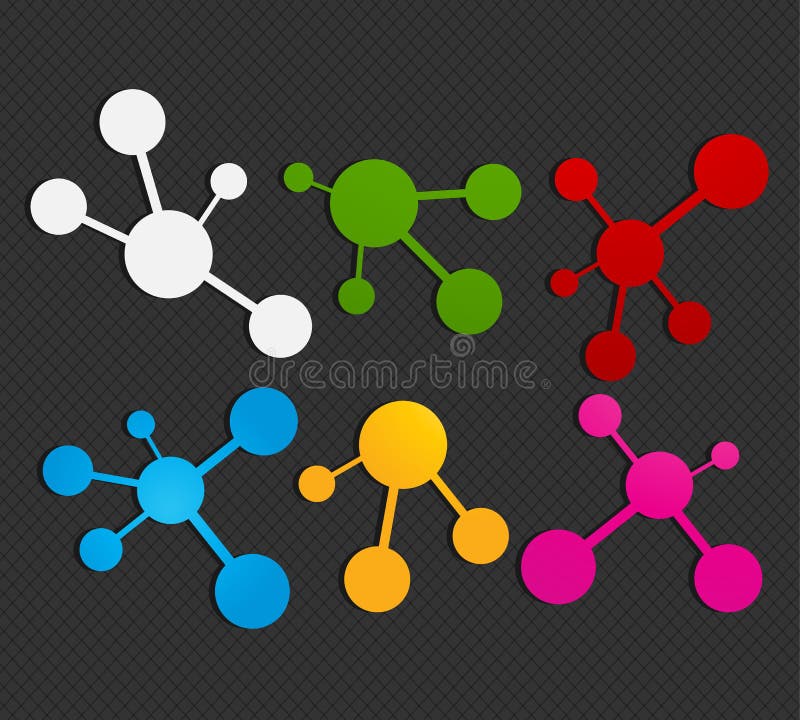 Colorful molecule icon set