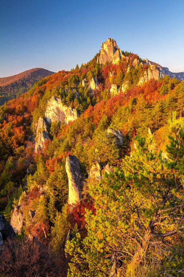 Colorful mountain landscape at sunset in autumn