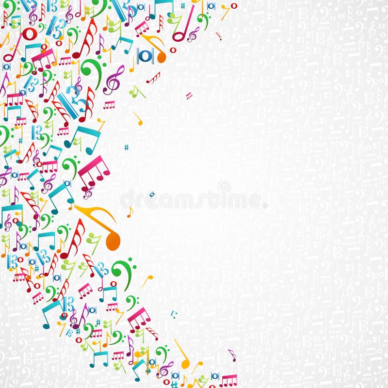 Wave color music notes background illustration. Vector file layered for easy manipulation and custom coloring. Wave color music notes background illustration. Vector file layered for easy manipulation and custom coloring.