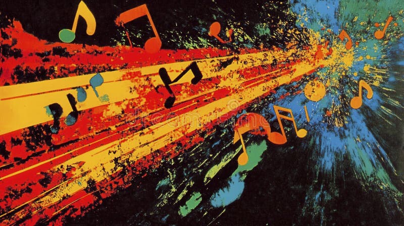 Colorful musical explosion in abstract retro style scene royalty free illustration