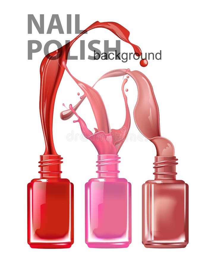 Colorful Nail Polish Bottles With Beautiful Splashes Of Nail Polish On ...