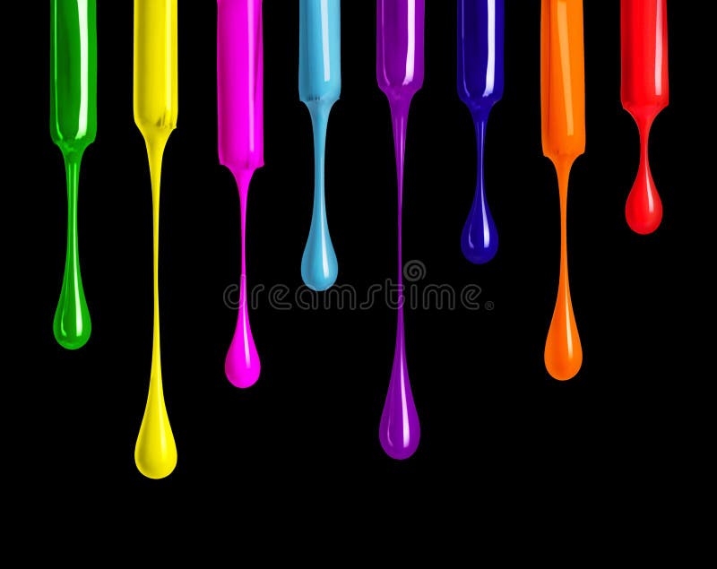 Colorful Nail Polishes Drop on Black Background Stock Image - Image of ...