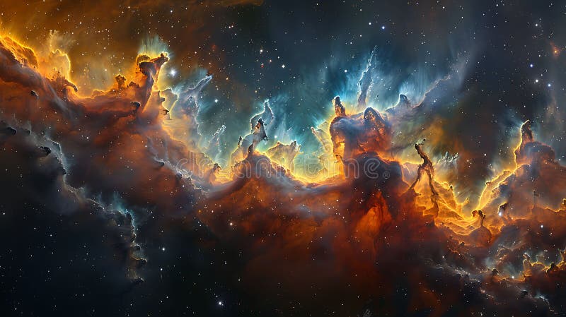 Colorful nebulae illuminating the space royalty free illustration