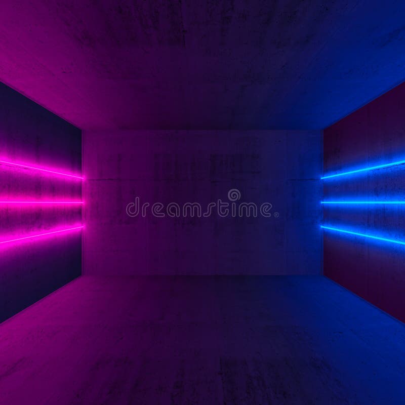 Colorful Neon Lights Mounted on Walls, 3d Stock Image Image of pink