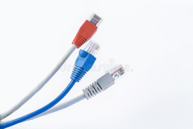 Colorful network cable with RJ45 connectors royalty free stock photography