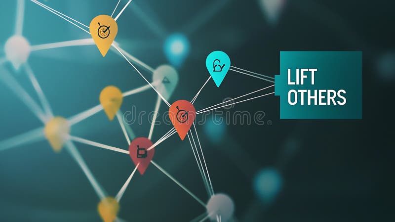 A colorful network of points with the words Lift Others written below royalty free stock photos