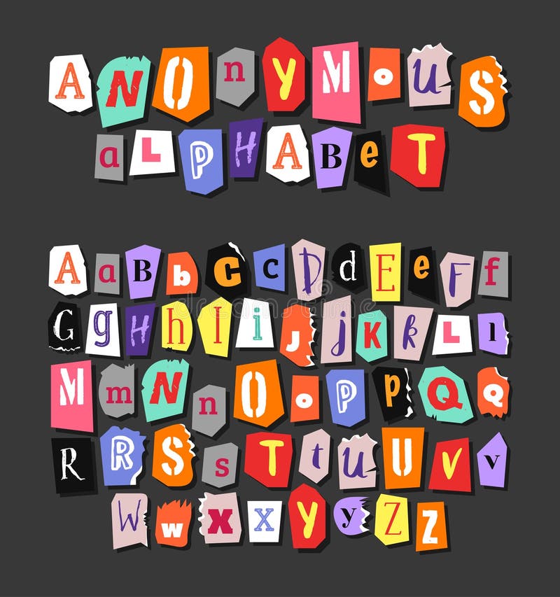 Colorful Newspaper Alphabet. Hand Made Anonymous Set Stock Vector ...