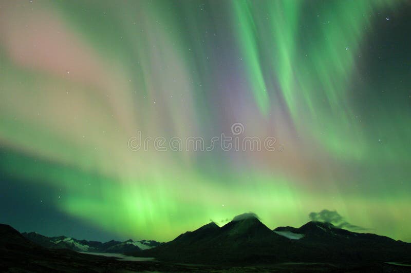 Colorful northern lights are over the Unesco world heritage site,Kluane National park Canada