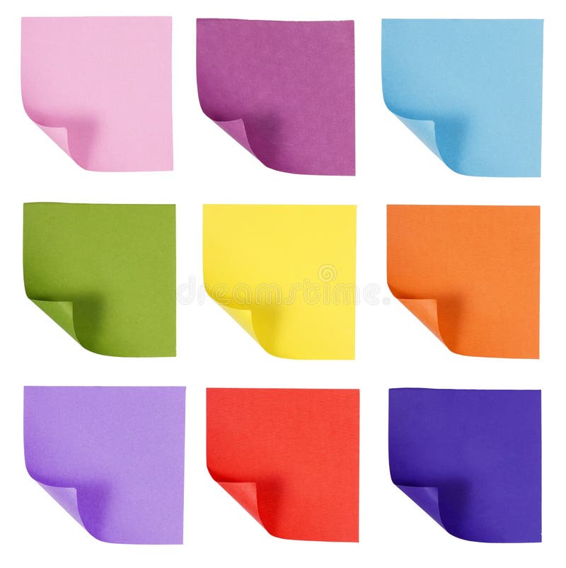 Colorful note paper isolated