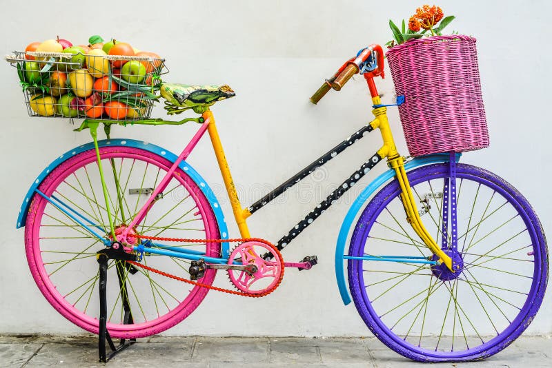 The colorful old bicycle