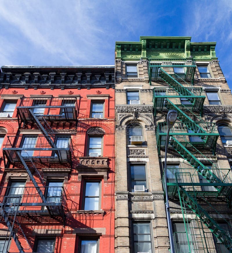 Colorful Old Buildings in Greenwich Village New York City royalty free stock images Colorful Old Buildings in Greenwich Village New York City royalty free stock images