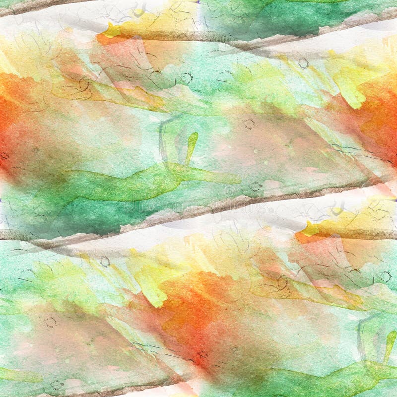 Colorful orange, green drawing pattern water