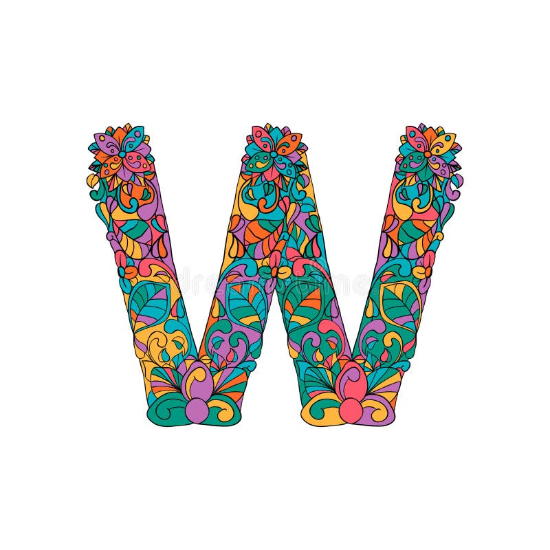 Colorful letter W stock vector. Illustration of design  113280804