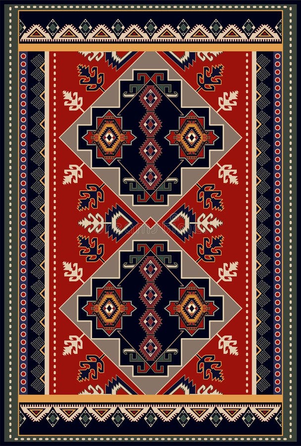 Colorful ornamental vector design for rug, carpet, tapis. Persian rug, towel, textile. Geometric floral backdrop