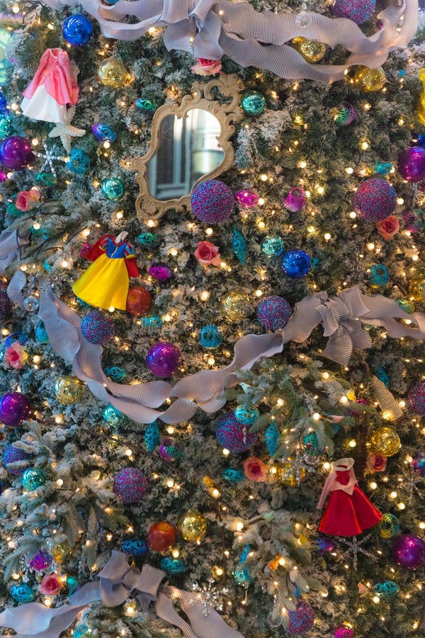 Colorful Ornaments Decorated on a Christmas Tree Stock Photo Image of