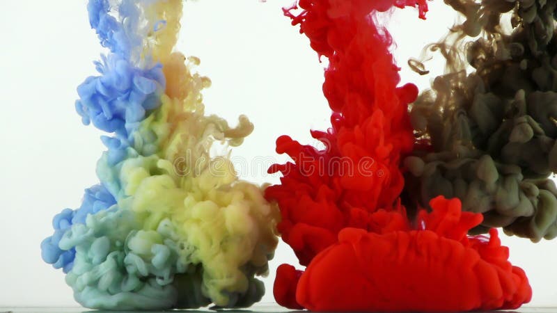 Colorful Paint Ink Drops Splash in Underwater in Water Pool