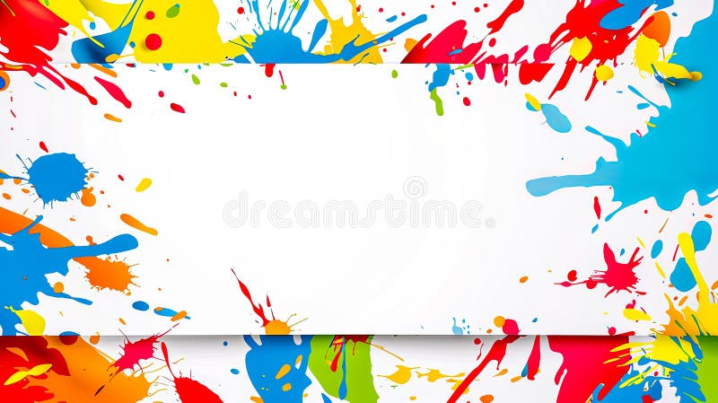Vopsea colorată împroșcă chenarul pe fond alb royalty free stock images