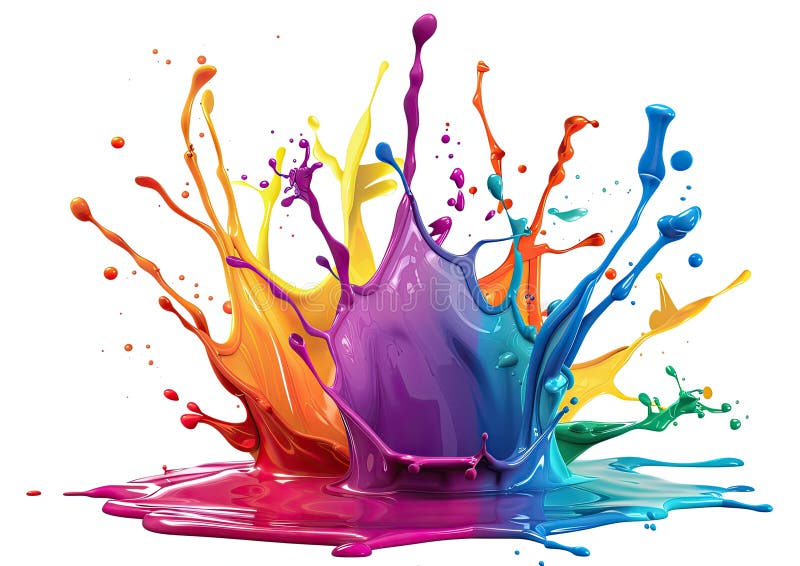 Colorful paint splashes on white surface for artistic display royalty free illustration
