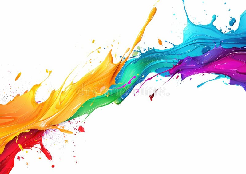 Colorful paint splashes on white surface for artistic display vector illustration