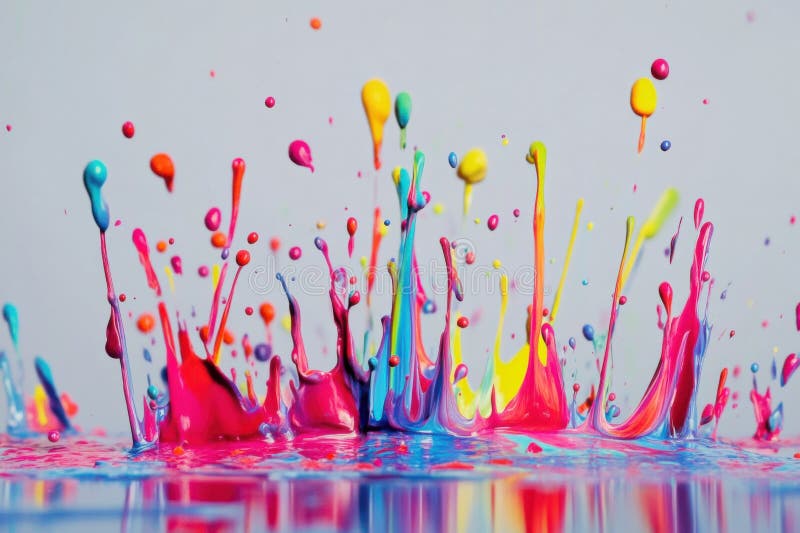 Colorful paint splatters create a vibrant and dynamic background for creative projects royalty free stock photos