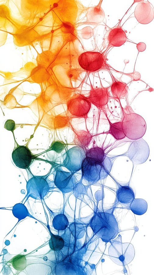 A colorful painting of a rainbow with many dots royalty free illustration