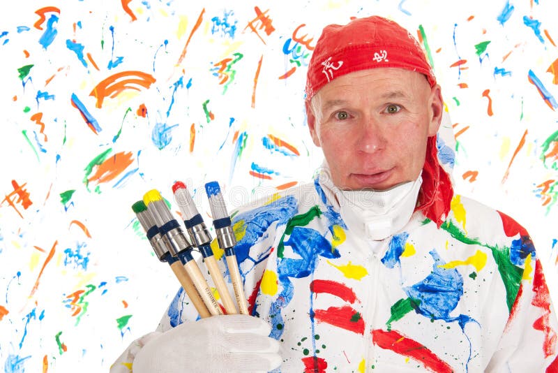 Colorful Painting with Safety Mask Stock Image Image of green