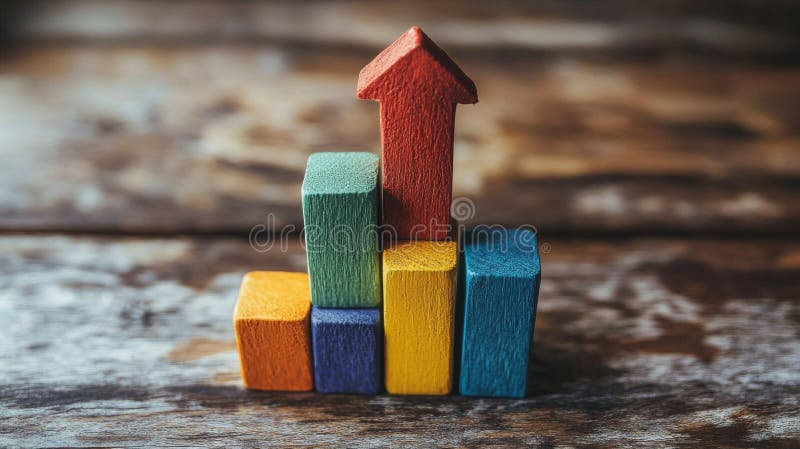 Colorful paper arrows representing growth and progress displayed against a pastel background royalty free stock photography